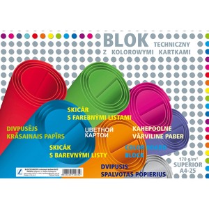 Blok techniczny kol. SUPERIOR Kreska A4/25K 170g