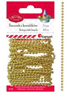 Sznurek z koralików złoty 383649 4,5m TIT