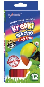 Kredki ołówkowe trójkatne 12 kolorów Bambino