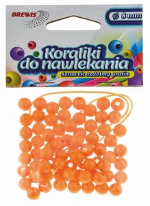 Koraliki do nawlekania pomarańcz 8mm K8-4 Brewis