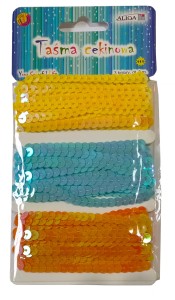 Taśma cekinowa pastel 3kol x 3m MT-9049 Aliga