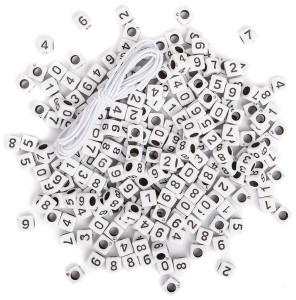 Koraliki cyfry 40g białoczarne Craft
